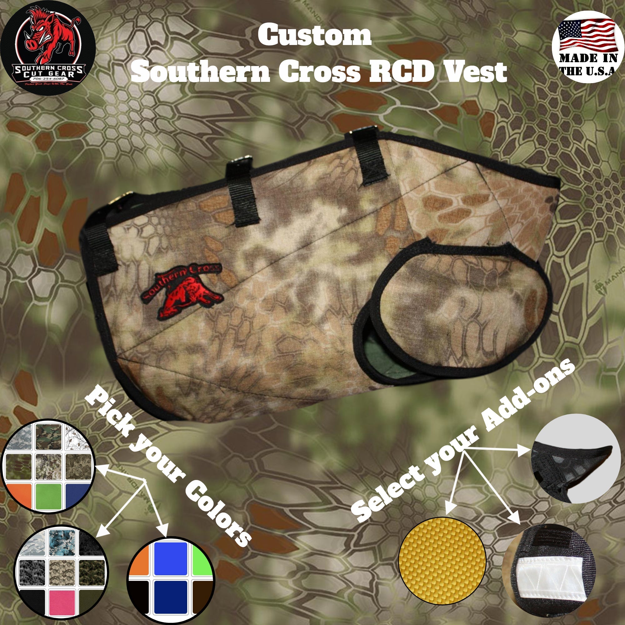 SC RCD Vest (Running Catch Dog) Gen. 2.0- Collar Separate added Leg Guards  - Southern Cross Cut