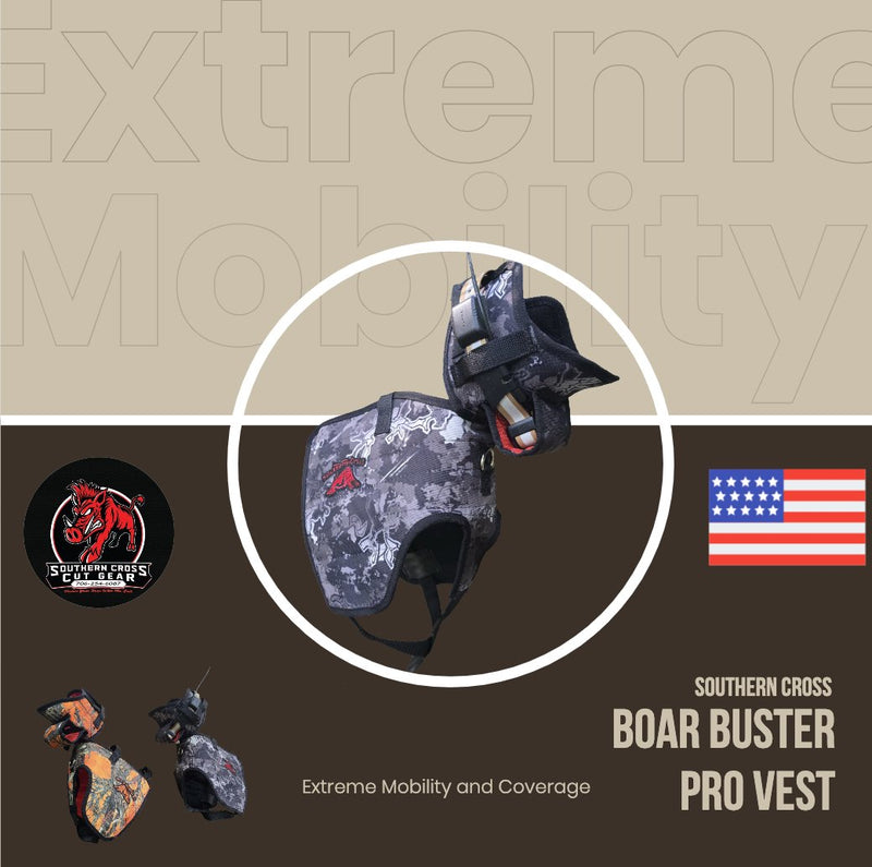 Load image into Gallery viewer, Boar Buster PRO Vest (Plate) – Attached Collar, Extreme Mobility Hog Dog Vest - Southern Cross Cut Gear
