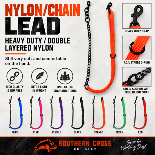 SC Heavy Duty Double Layered Nylon/ Chain Lead - Southern Cross Cut Gear
