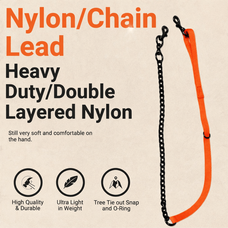 Load image into Gallery viewer, SC Heavy Duty Double Layered Nylon/ Chain Lead - Southern Cross Cut Gear

