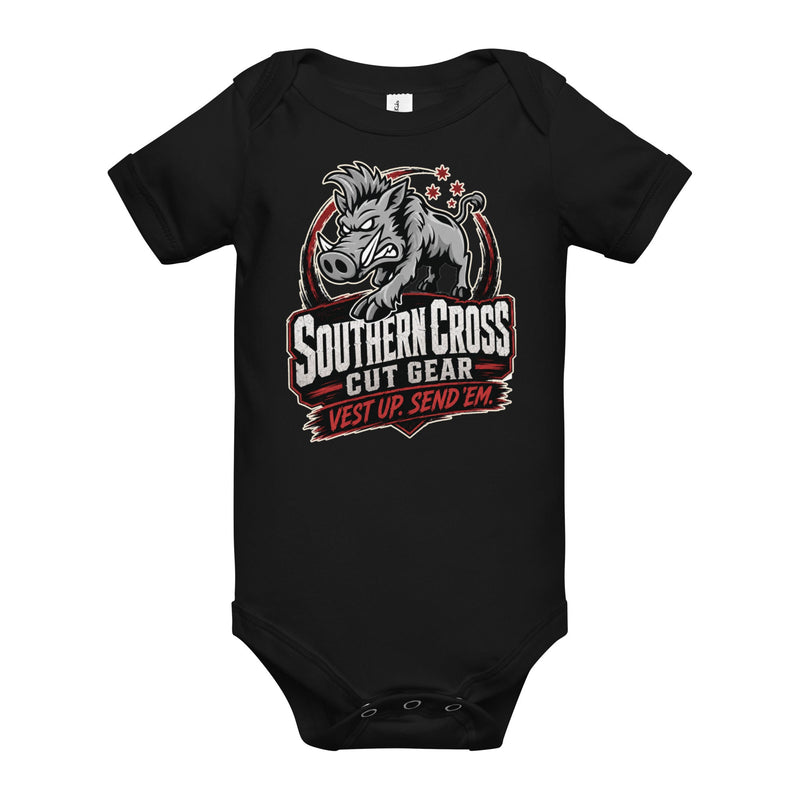 Load image into Gallery viewer, Send EM 2.0 Baby short sleeve one piece. – Made to Order | Allow 5–10 Business Days - Southern Cross Cut Gear
