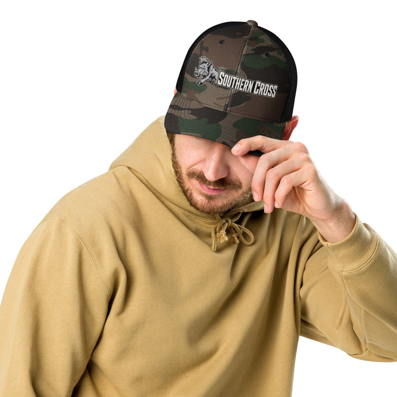 Load image into Gallery viewer, Send Em 2.0 Camo Trucker Hat- Made to order | 5-10 days for delviery - Southern Cross Cut Gear
