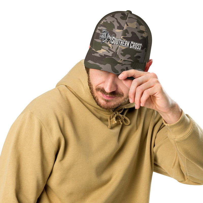 Load image into Gallery viewer, Send Em 2.0 Camo Trucker Hat- Made to order | 5-10 days for delviery - Southern Cross Cut Gear
